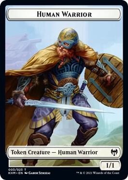 Human Warrior // Dragon Double-Sided Token 3 // 11 card from Kaldheim