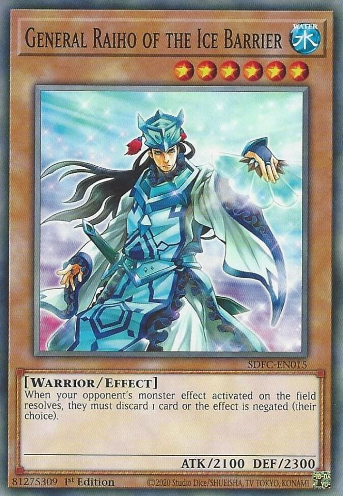 General Raiho of the Ice Barrier SDFC-EN015 card from Structure Deck: Freezing Chains