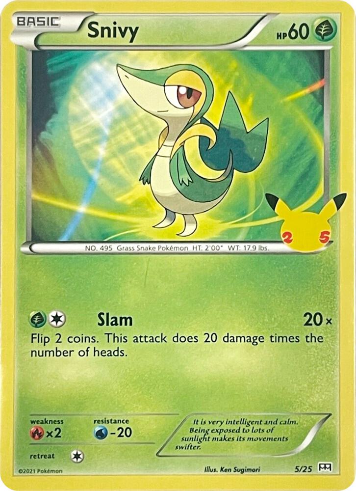 Snivy - 5/25 005/025 card from McDonald's 25th Anniversary Promos