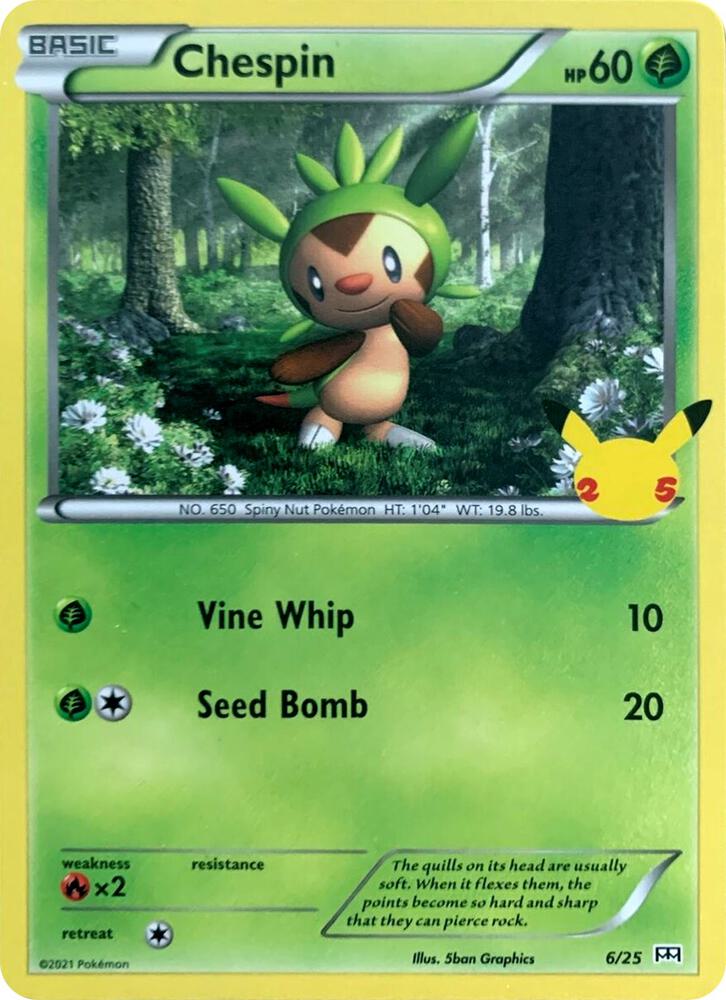 Chespin - 6/25 006/025 card from McDonald's 25th Anniversary Promos