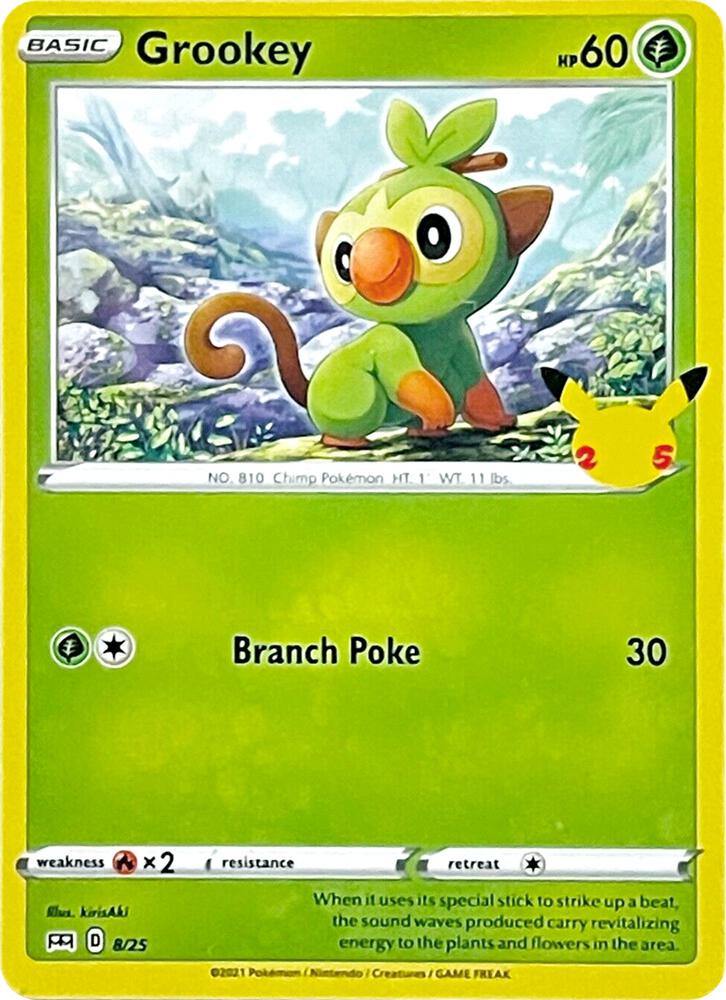 Grookey - 8/25 008/025 card from McDonald's 25th Anniversary Promos