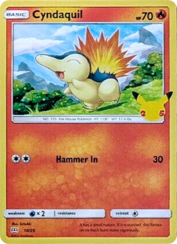 Cyndaquil - 10/25 010/025 card from McDonald's 25th Anniversary Promos