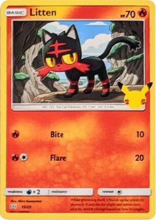 Litten - 15/25 015/025 card from McDonald's 25th Anniversary Promos