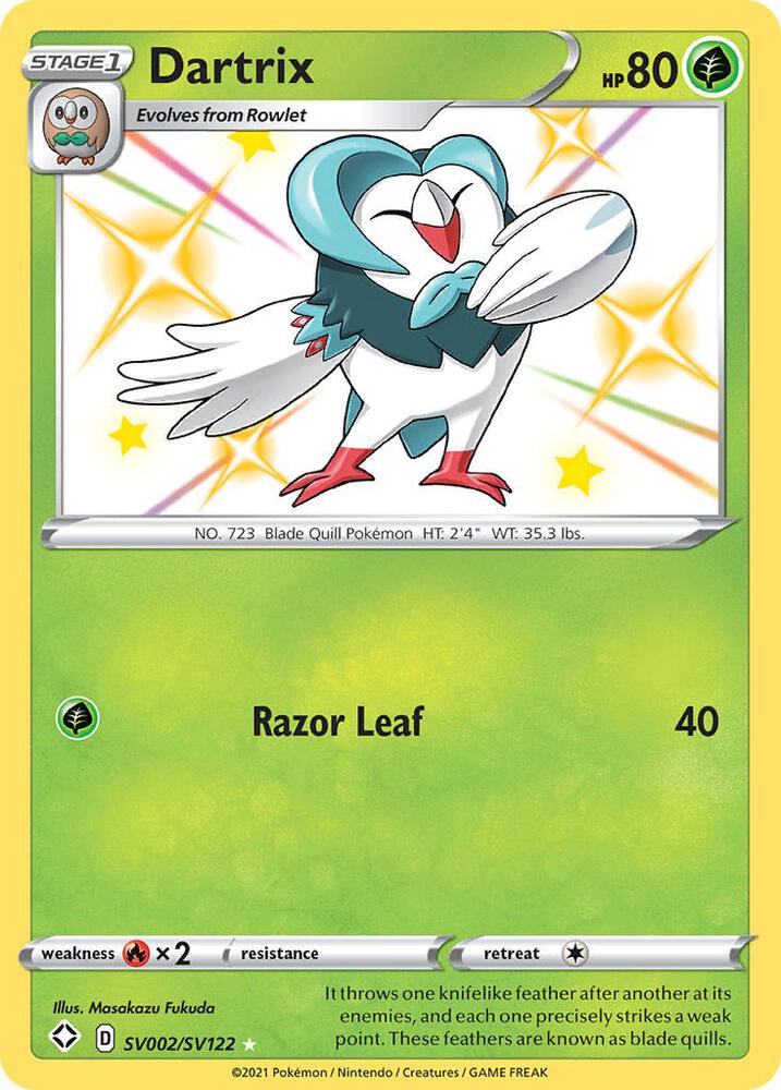 Dartrix SV002/SV122 card from Shining Fates: Shiny Vault