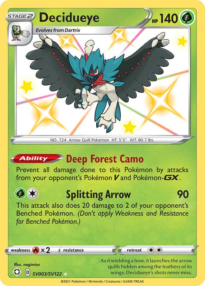 Decidueye SV003/SV122 card from Shining Fates: Shiny Vault