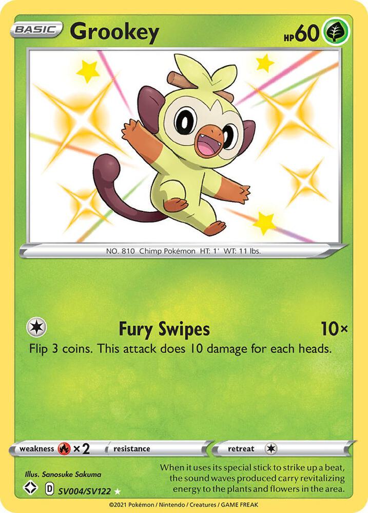 Grookey SV004/SV122 card from Shining Fates: Shiny Vault