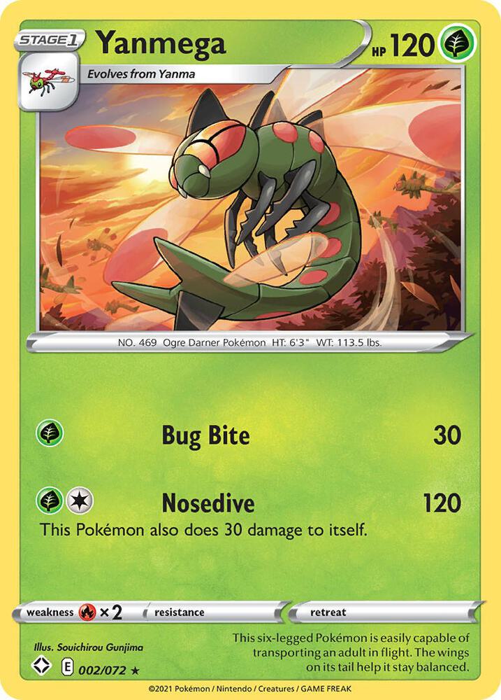 Yanmega 002/072 card from Shining Fates