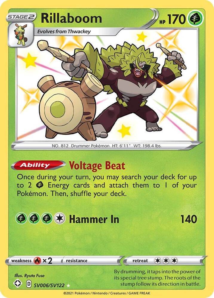 Rillaboom SV006/SV122 card from Shining Fates: Shiny Vault
