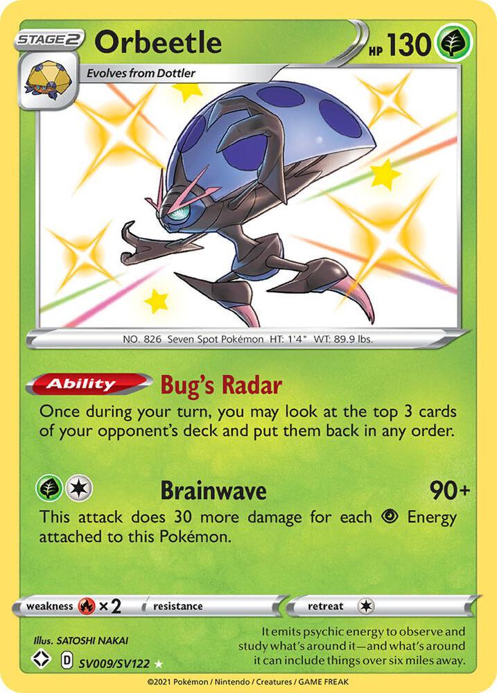 Orbeetle SV009/SV122 card from Shining Fates: Shiny Vault