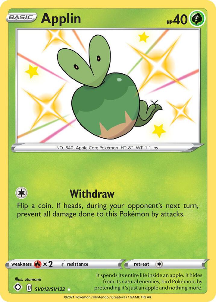 Applin SV012/SV122 card from Shining Fates: Shiny Vault