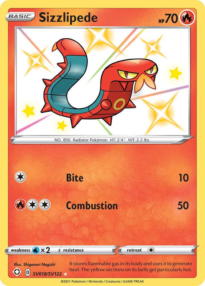Sizzlipede SV018/SV122 card from Shining Fates: Shiny Vault