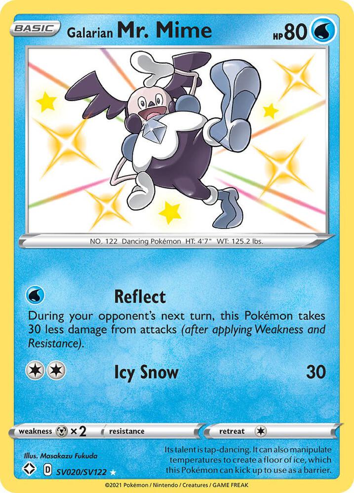 Galarian Mr. Mime SV020/SV122 card from Shining Fates: Shiny Vault