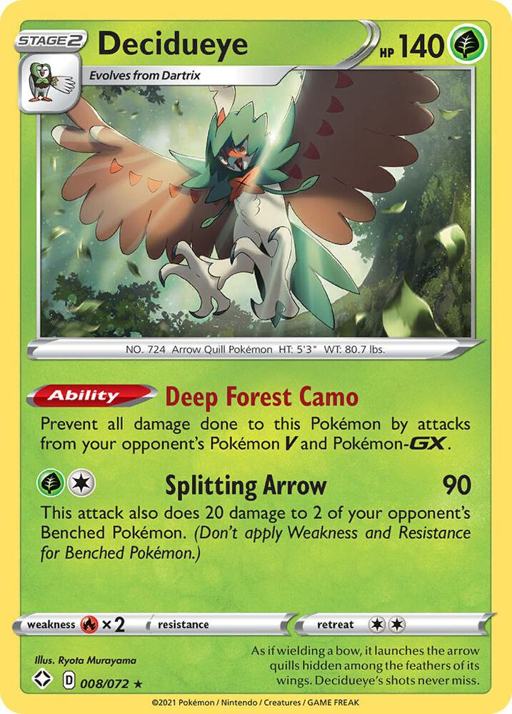 Decidueye 008/072 card from Shining Fates