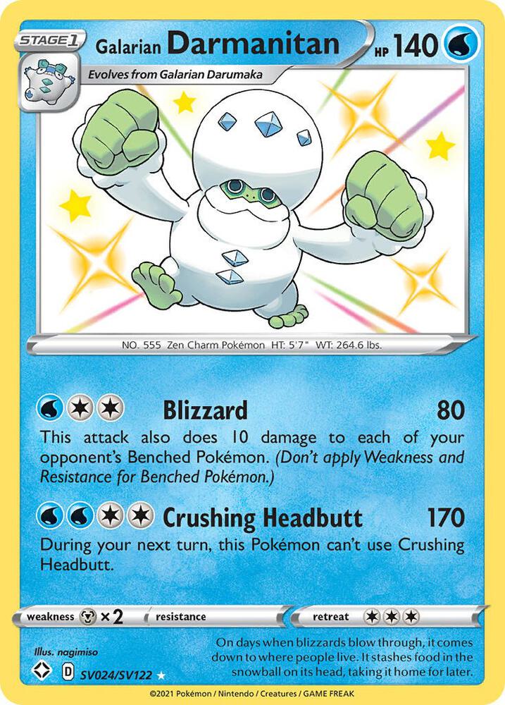 Galarian Darmanitan SV024/SV122 card from Shining Fates: Shiny Vault