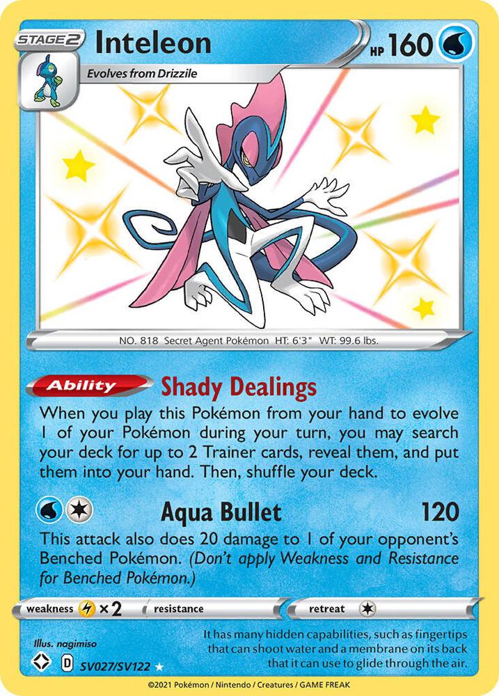 Inteleon SV027/SV122 card from Shining Fates: Shiny Vault