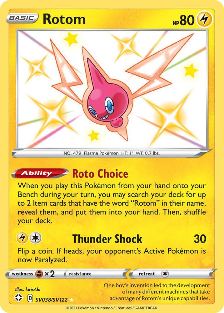Rotom SV038/SV122 card from Shining Fates: Shiny Vault