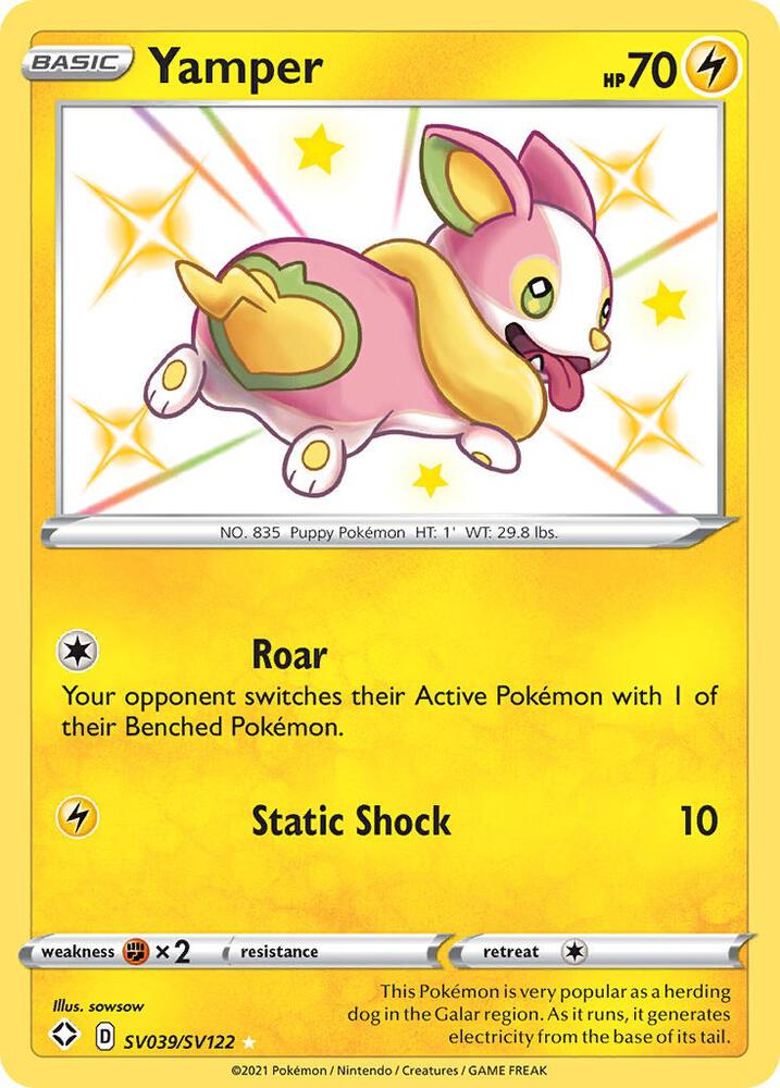 Yamper SV039/SV122 card from Shining Fates: Shiny Vault