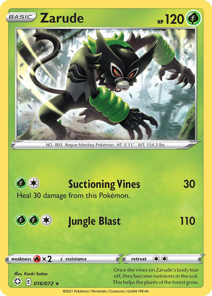 Zarude 016/072 card from Shining Fates