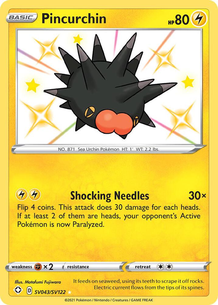 Pincurchin SV043/SV122 card from Shining Fates: Shiny Vault