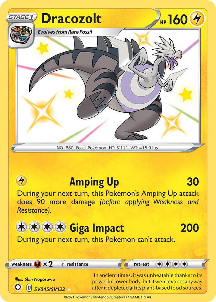 Dracozolt SV045/SV122 card from Shining Fates: Shiny Vault