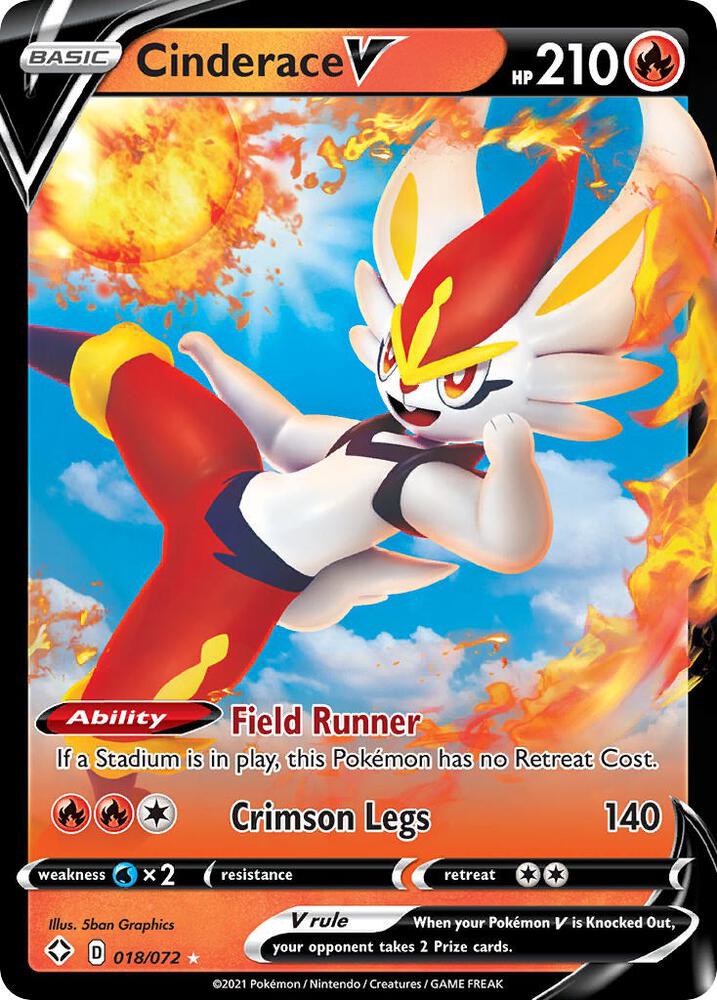 Cinderace V 018/072 card from Shining Fates