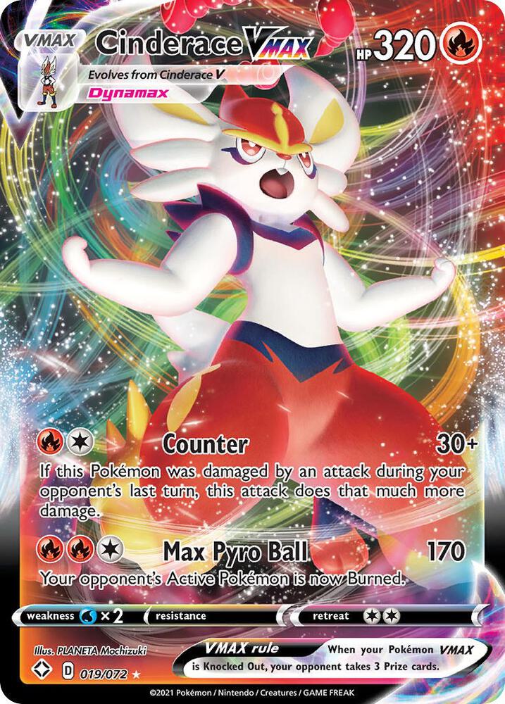 Cinderace VMAX 019/072 card from Shining Fates
