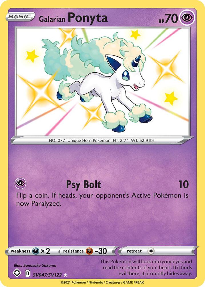 Galarian Ponyta SV047/SV122 card from Shining Fates: Shiny Vault
