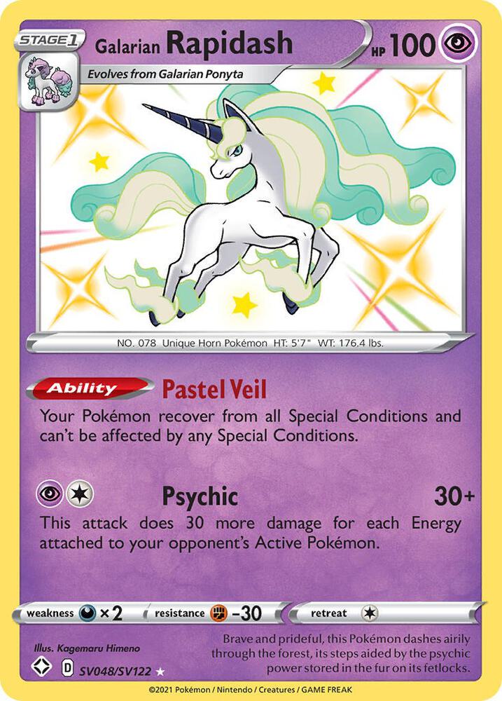 Galarian Rapidash SV048/SV122 card from Shining Fates: Shiny Vault