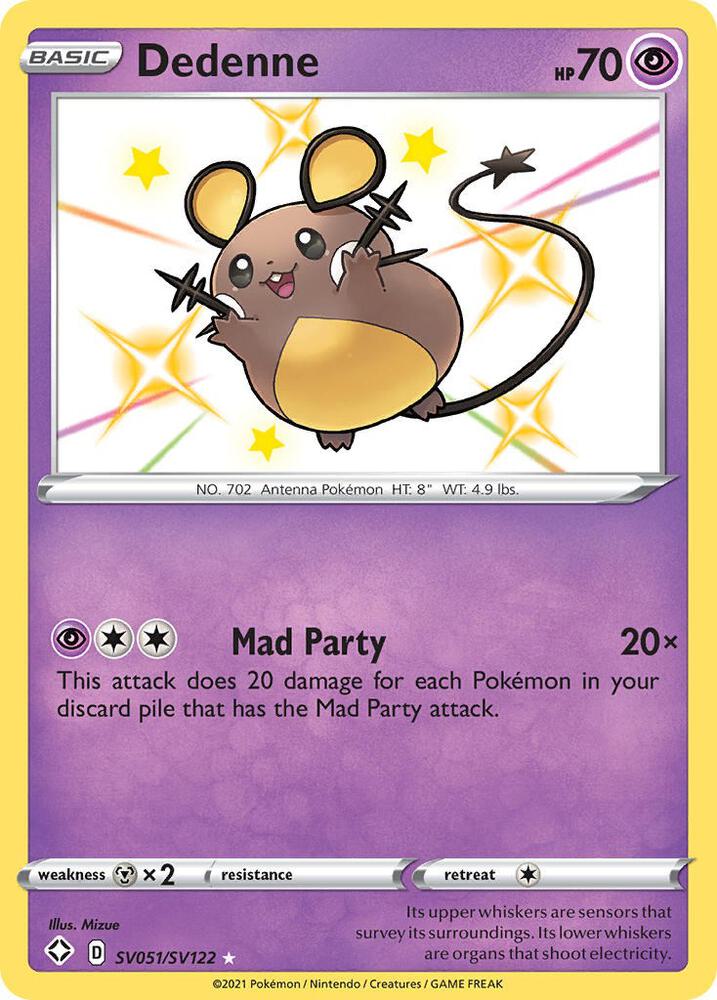 Dedenne SV051/SV122 card from Shining Fates: Shiny Vault