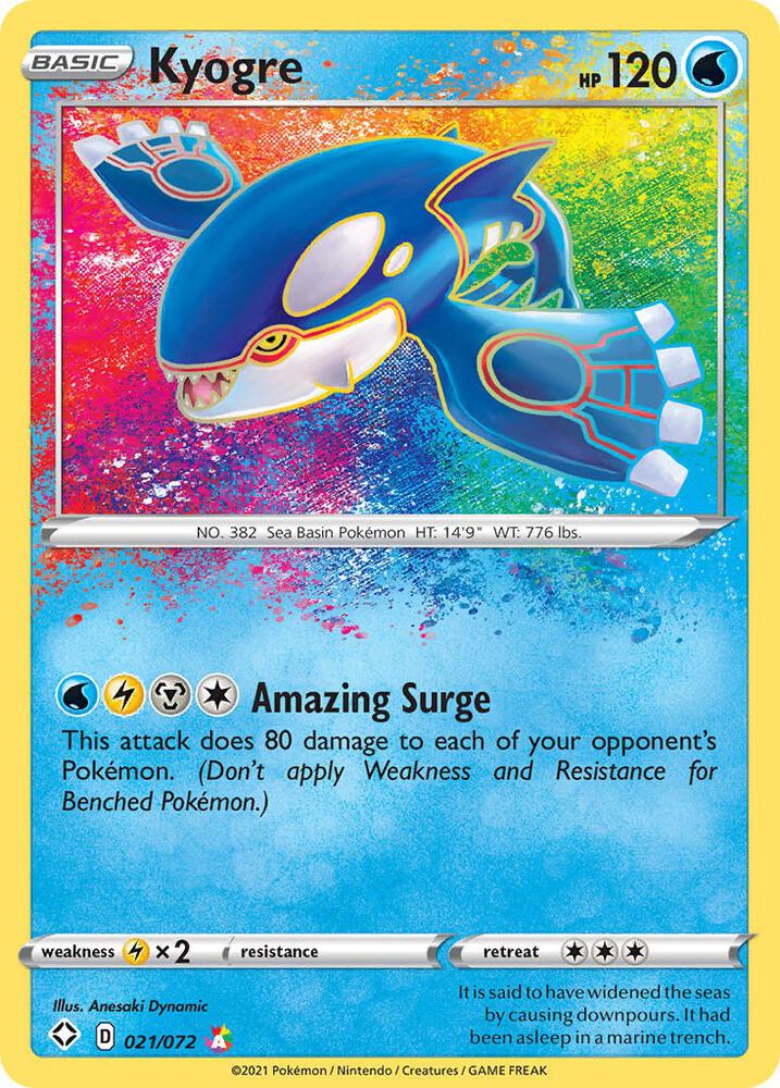 Kyogre 021/072 card from Shining Fates