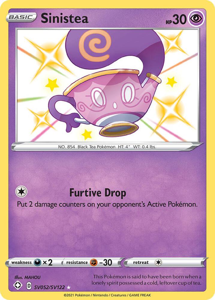 Sinistea SV052/SV122 card from Shining Fates: Shiny Vault