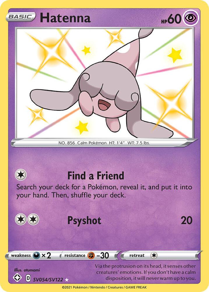 Hatenna SV054/SV122 card from Shining Fates: Shiny Vault