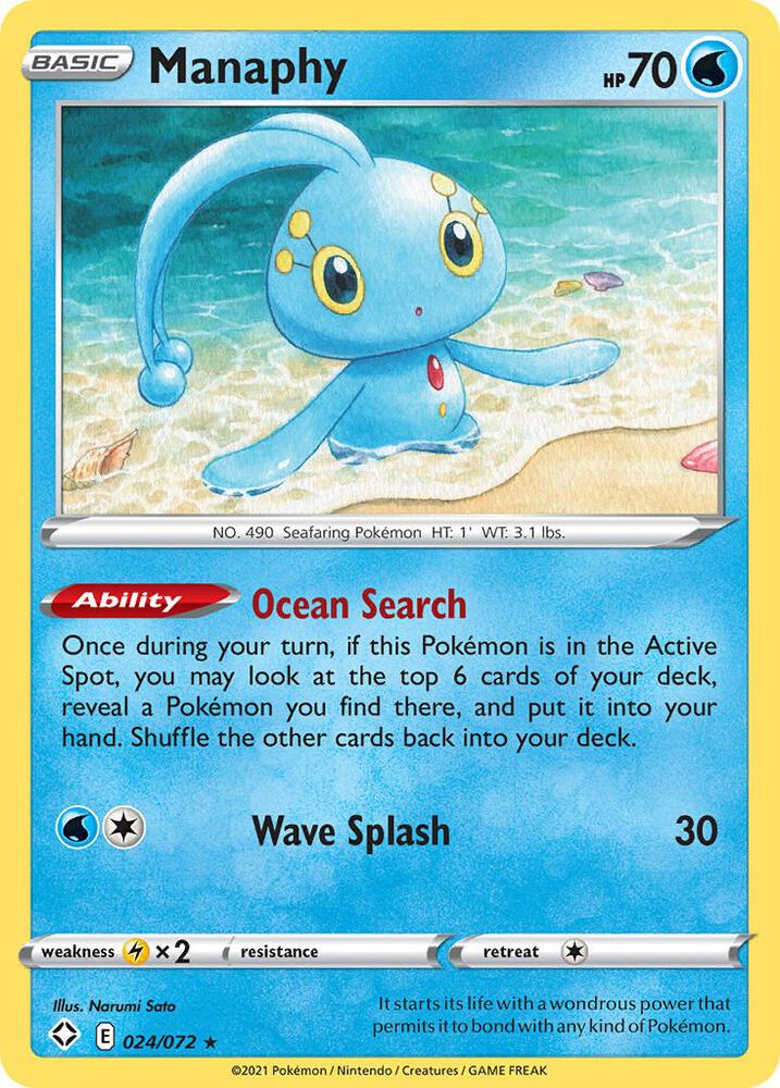 Manaphy 024/072 card from Shining Fates