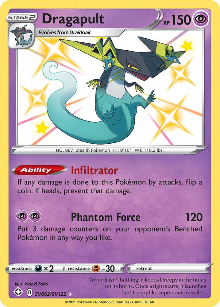 Dragapult SV062/SV122 card from Shining Fates: Shiny Vault