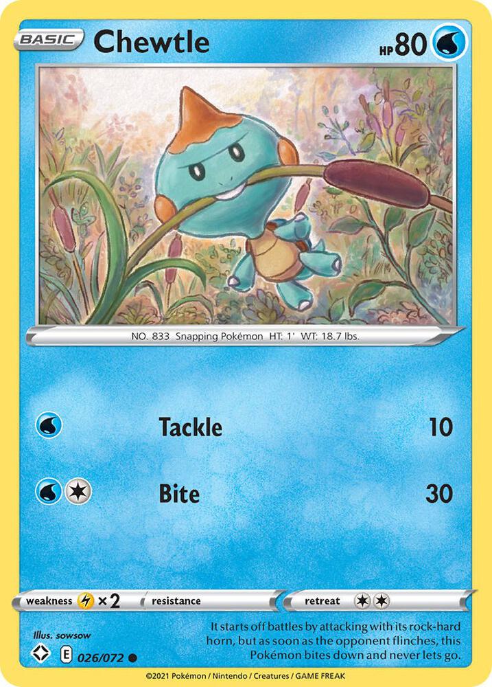 Chewtle 026/072 card from Shining Fates