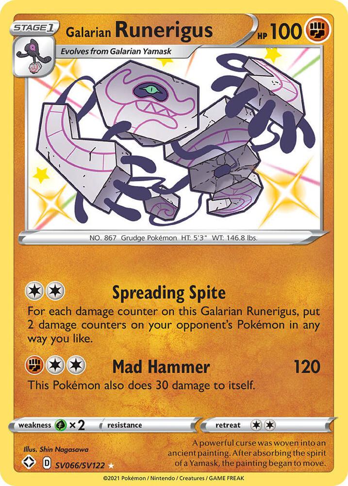 Galarian Runerigus SV066/SV122 card from Shining Fates: Shiny Vault