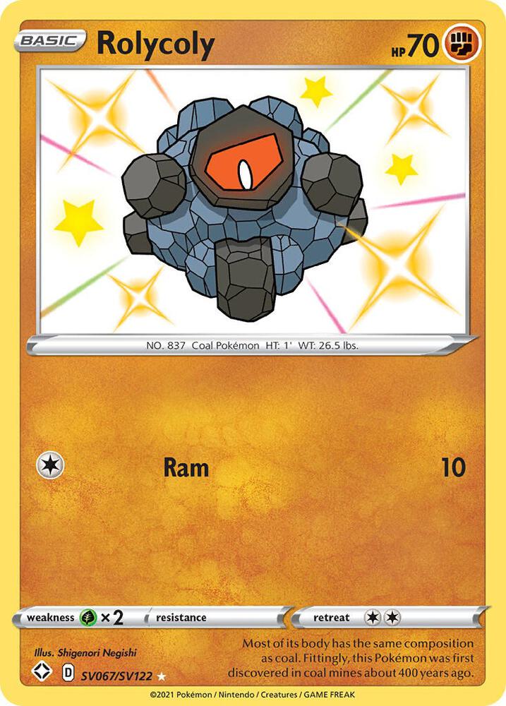 Rolycoly SV067/SV122 card from Shining Fates: Shiny Vault