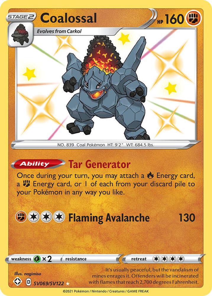 Coalossal SV069/SV122 card from Shining Fates: Shiny Vault