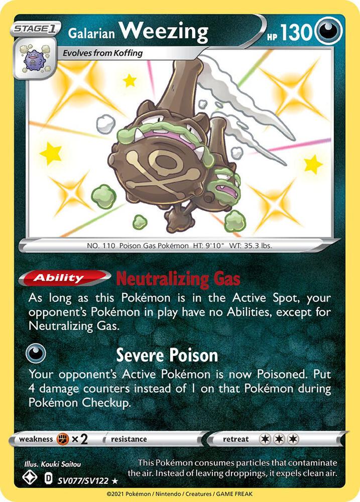 Galarian Weezing SV077/SV122 card from Shining Fates: Shiny Vault