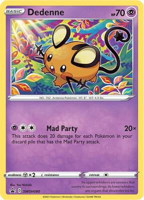 Dedenne SWSH080 card from SWSH: Sword & Shield Promo Cards