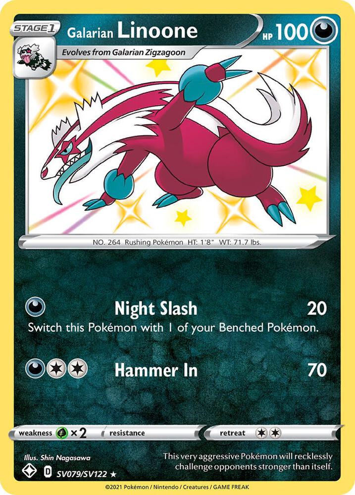 Galarian Linoone SV079/SV122 card from Shining Fates: Shiny Vault