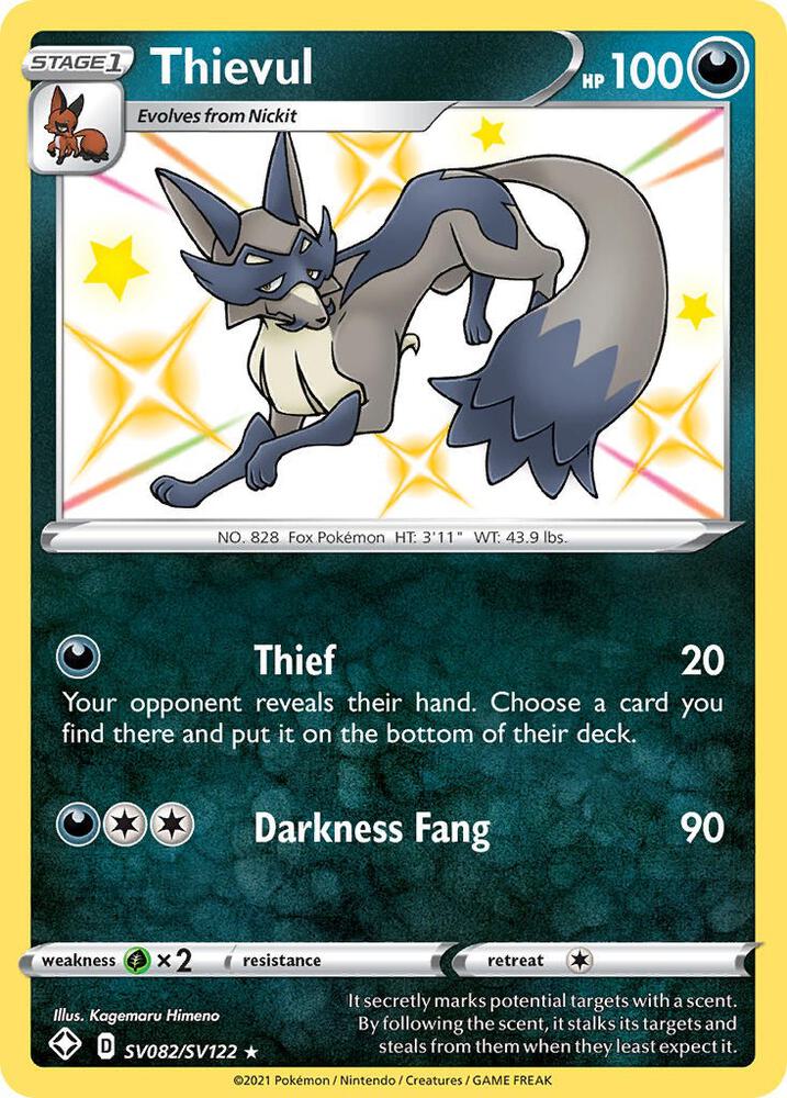 Thievul SV082/SV122 card from Shining Fates: Shiny Vault