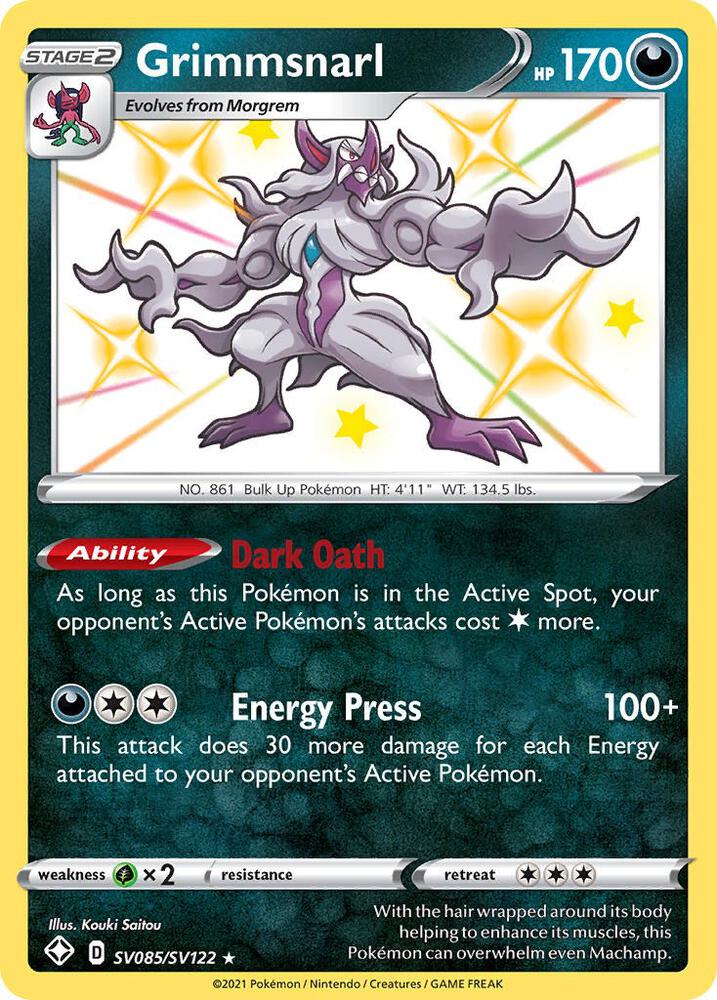 Grimmsnarl SV085/SV122 card from Shining Fates: Shiny Vault