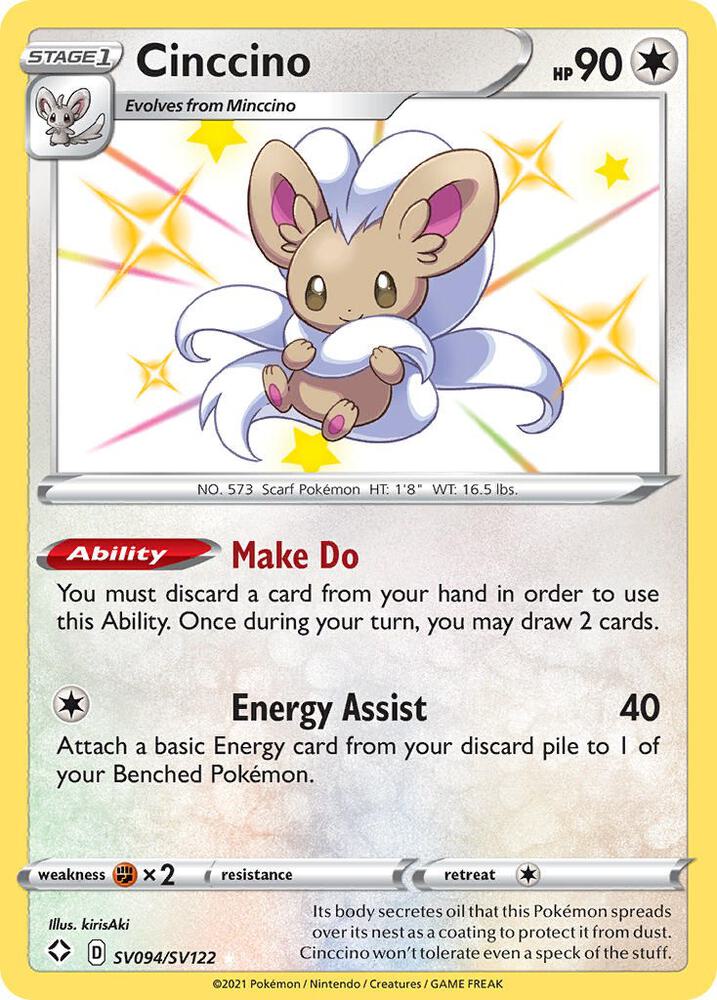 Cinccino SV094/SV122 card from Shining Fates: Shiny Vault