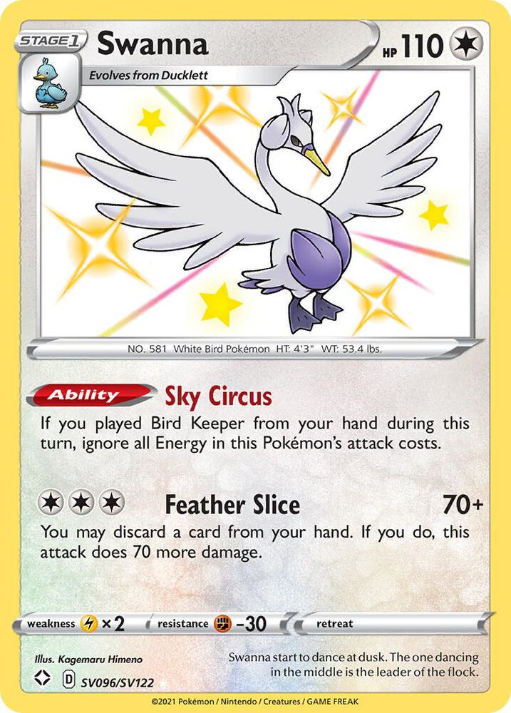 Swanna SV096/SV122 card from Shining Fates: Shiny Vault