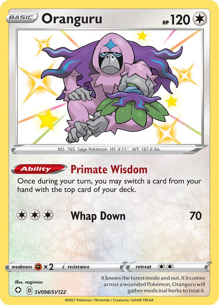 Oranguru SV098/SV122 card from Shining Fates: Shiny Vault