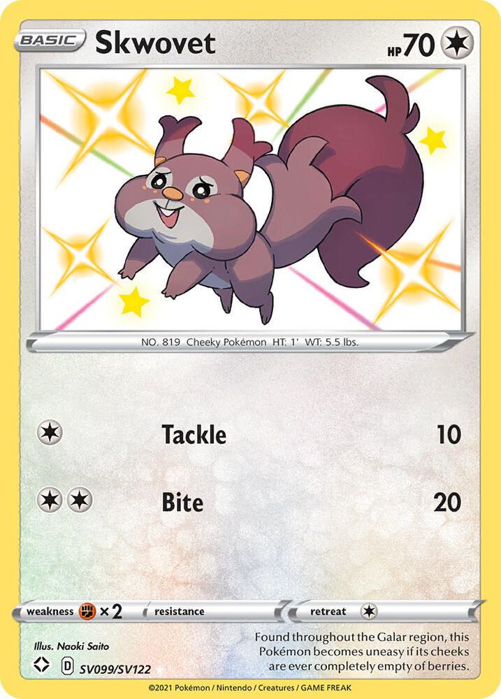 Skwovet SV099/SV122 card from Shining Fates: Shiny Vault