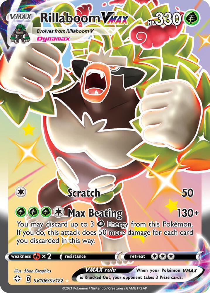 Rillaboom VMAX SV106/SV122 card from Shining Fates: Shiny Vault
