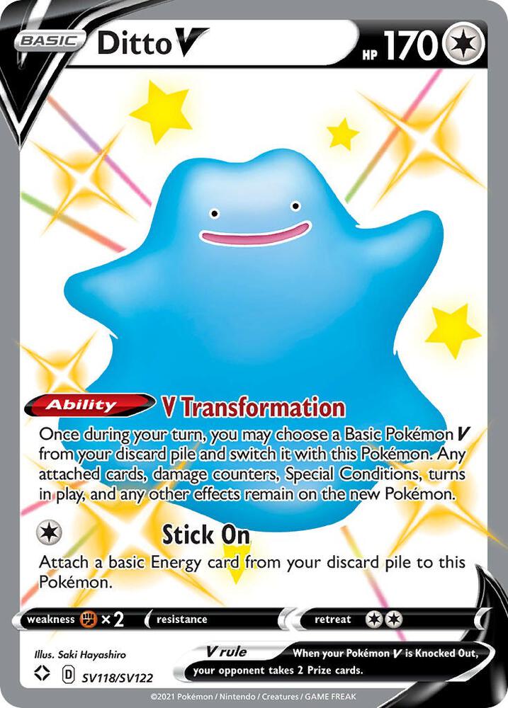 Ditto V SV118/SV122 card from Shining Fates: Shiny Vault