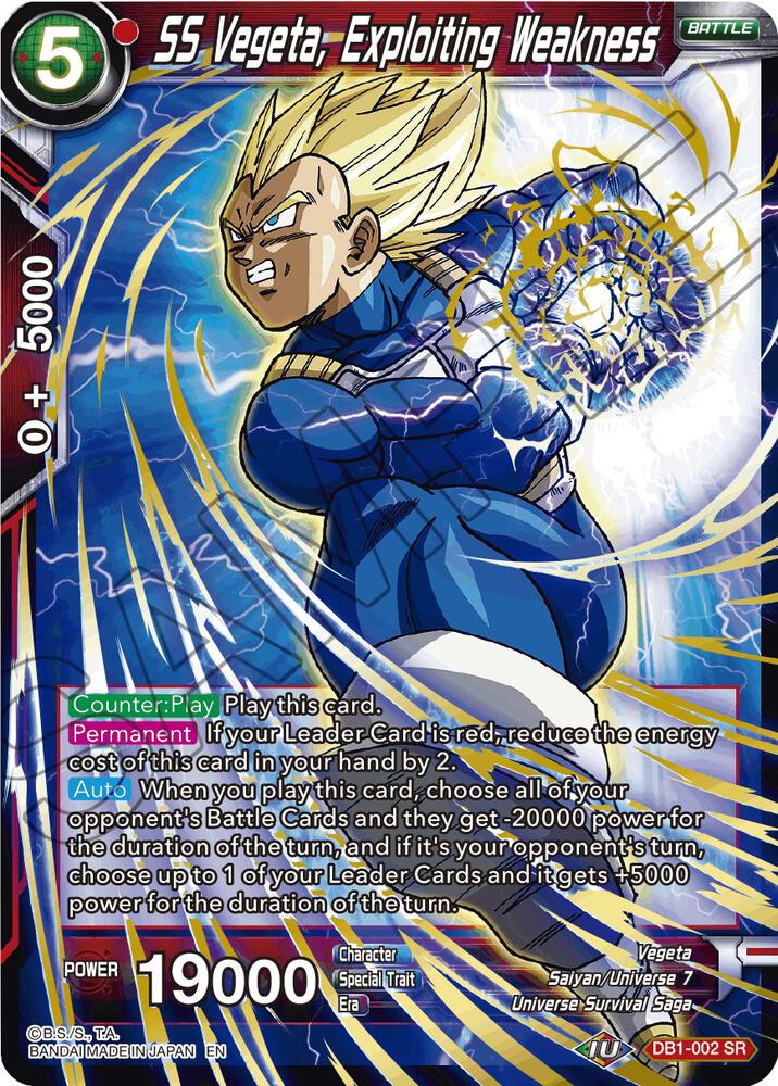 SS Vegeta, Exploiting Weakness (Reprint) DB1-002 card from Battle Evolution Booster